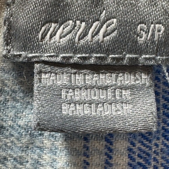 Aerie Blouse Women’s oversized SP Blue Plaid Hooded Button Front Long Sleeves - Picture 3 of 12